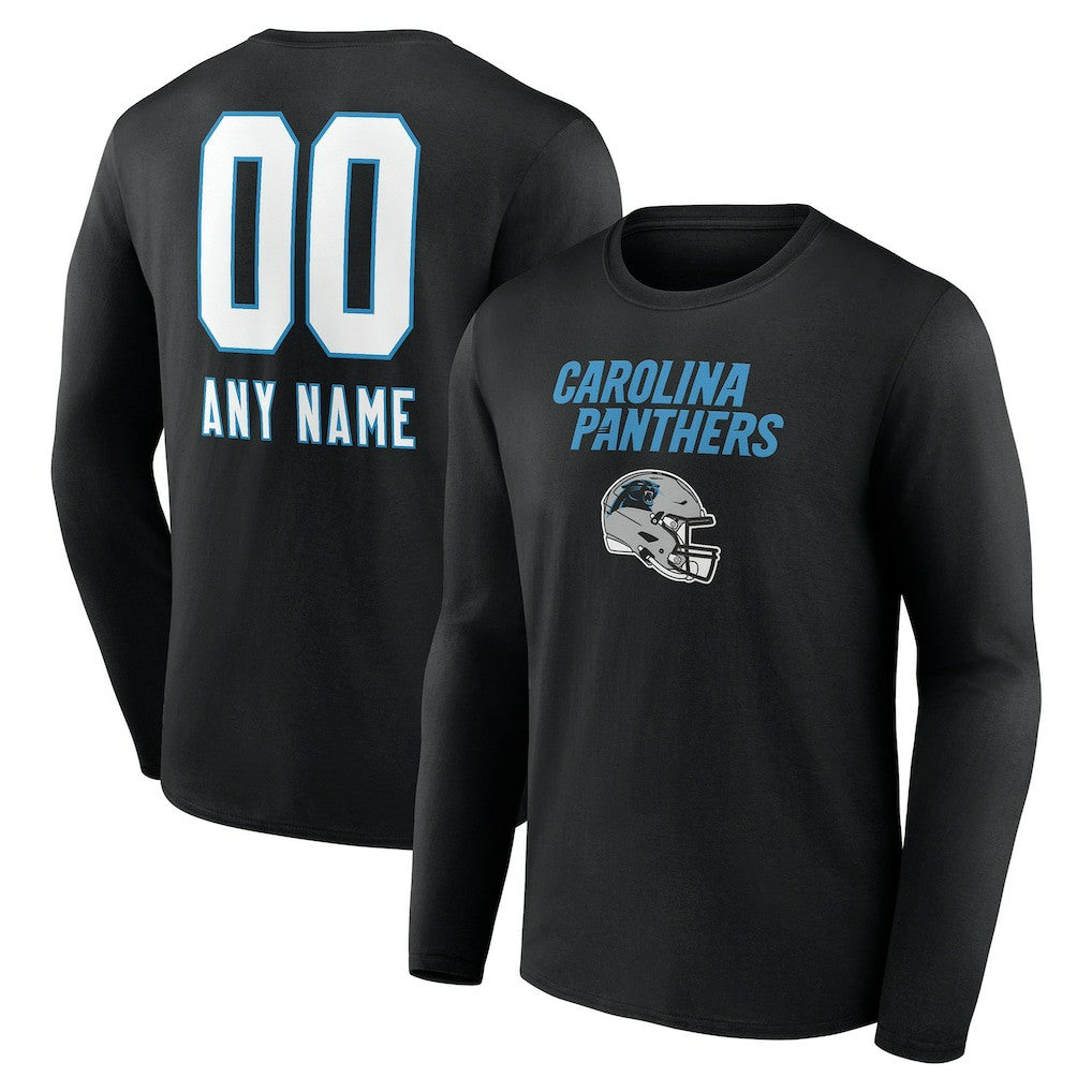 NFL Carolina Panthers Personalized Name & Number Team Wordmark Long Sleeve T-Shirt