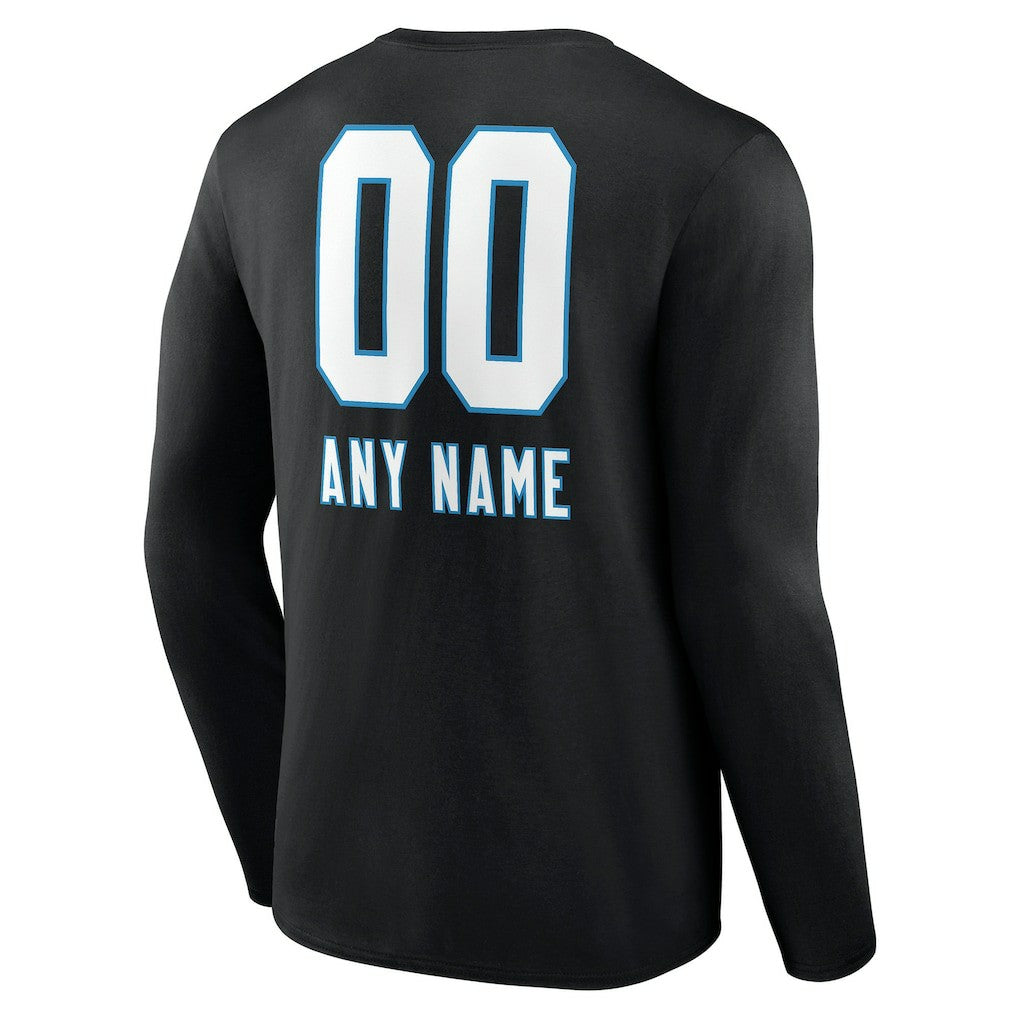 NFL Carolina Panthers Personalized Name & Number Team Wordmark Long Sleeve T-Shirt