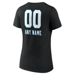NFL Carolina Panthers Women's Personalized Name & Number Team Wordmark V-Neck T-Shirt