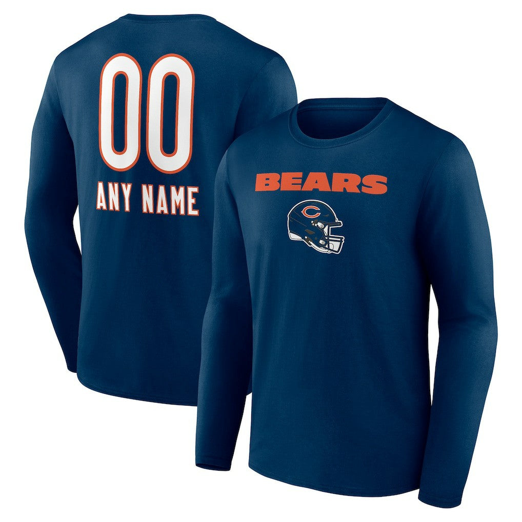 NFL Chicago Bears Personalized Name & Number Team Wordmark Long Sleeve T-Shirt