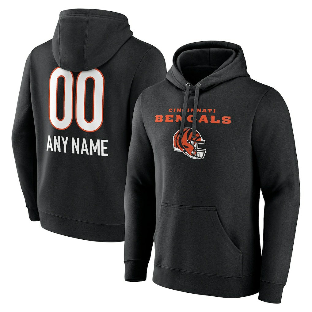 NFL Cincinnati Bengals Personalized Name & Number Team Wordmark Pullover Hoodie