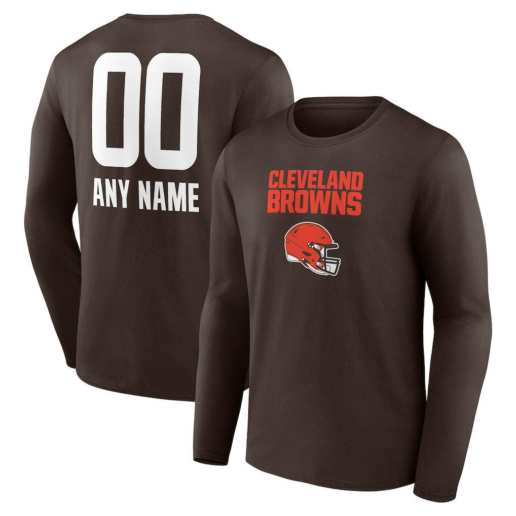 NFL Cleveland Browns Personalized Name & Number Team Wordmark Long Sleeve T-Shirt