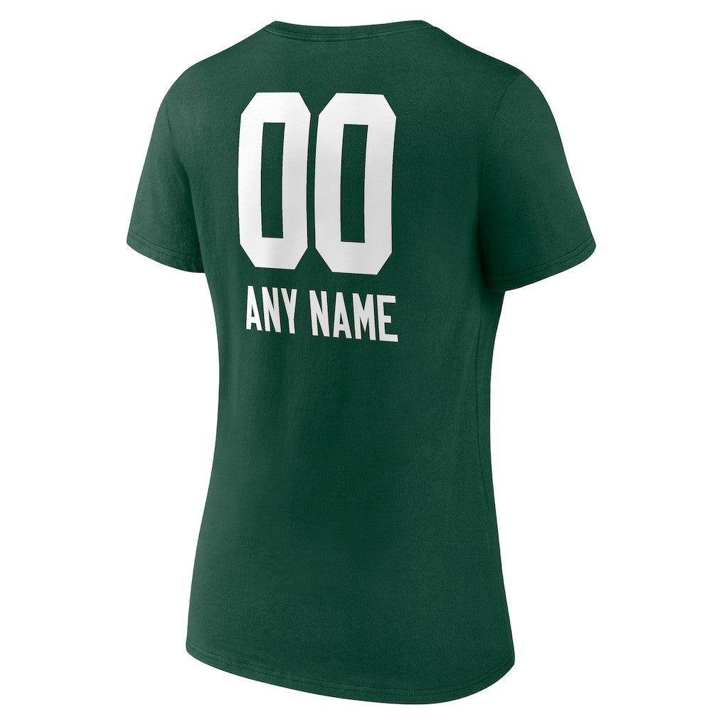 NFL Green Bay Packers Women's Personalized Name & Number Team Wordmark V-Neck T-Shirt