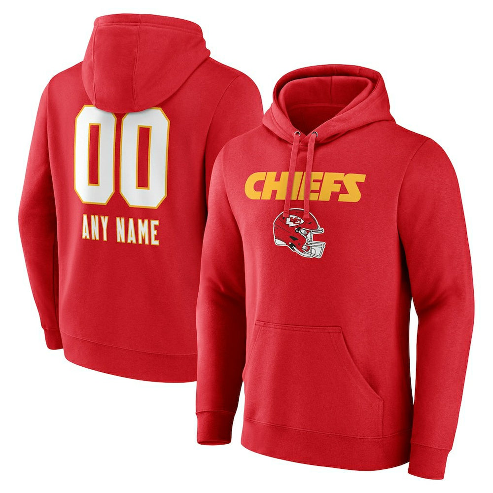 NFL Kansas City Chiefs Personalized Name & Number Team Wordmark Pullover Hoodie