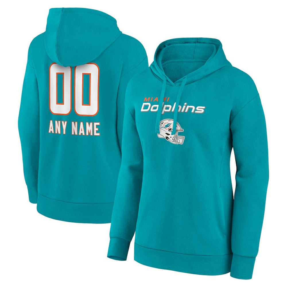 NFL Miami Dolphins Women's Personalized Name & Number Team Wordmark Pullover Hoodie