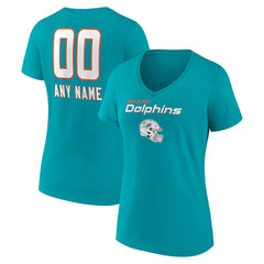 NFL Miami Dolphins Women's Personalized Name & Number Team Wordmark V-Neck T-Shirt