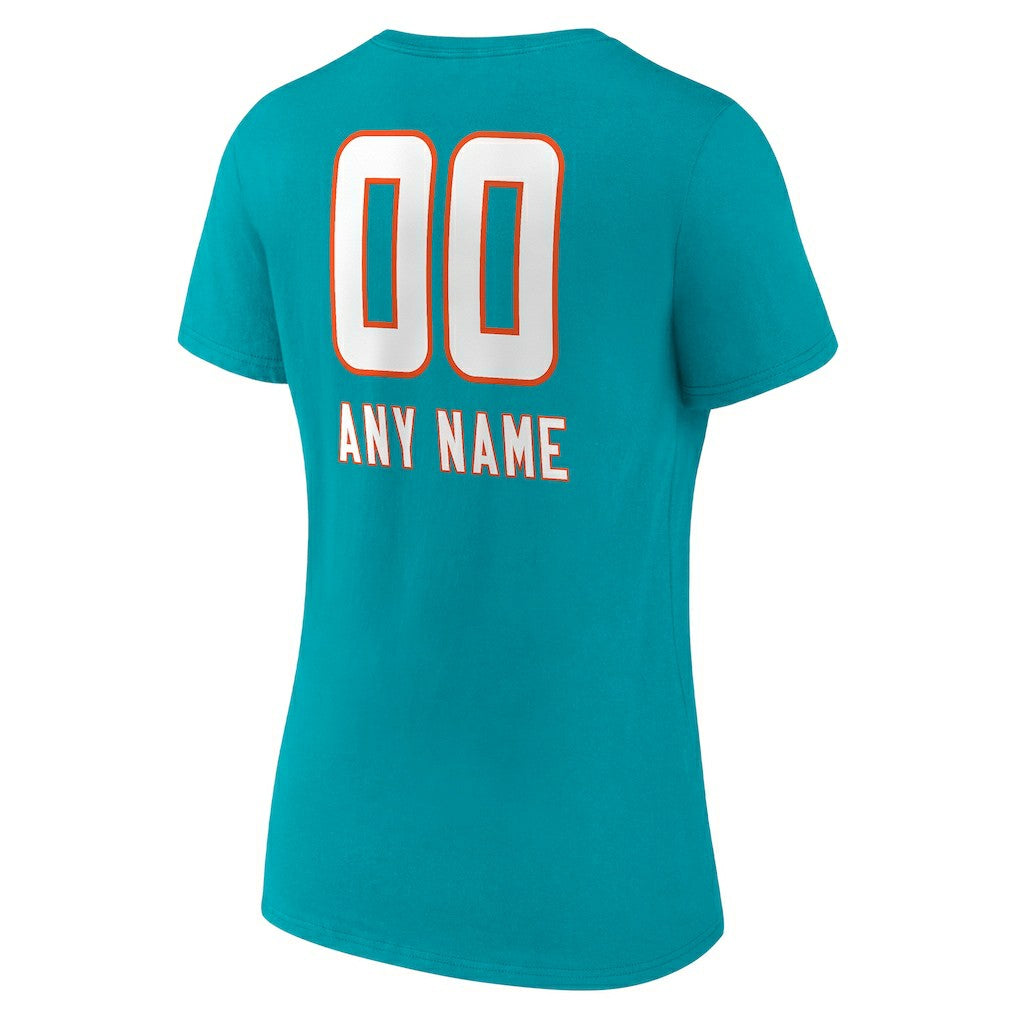 NFL Miami Dolphins Women's Personalized Name & Number Team Wordmark V-Neck T-Shirt