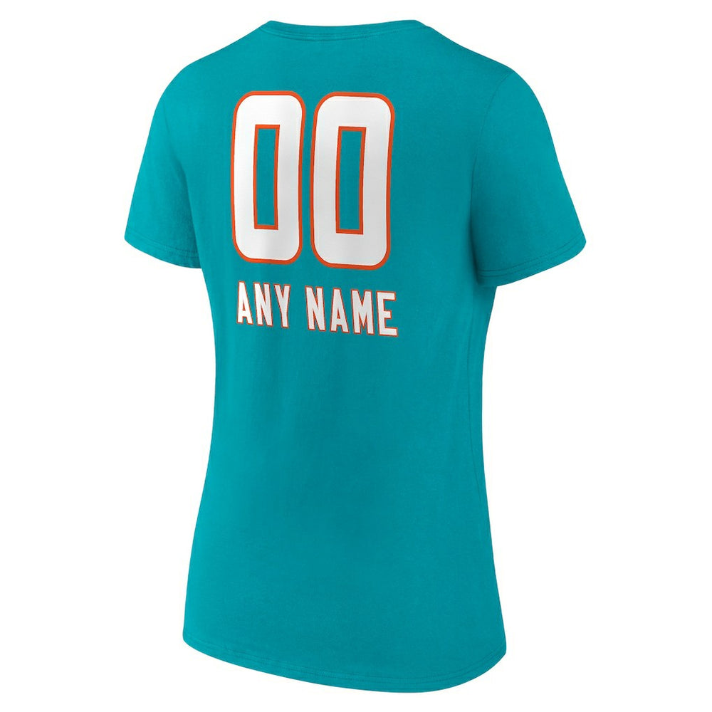NFL Miami Dolphins Women's Personalized Name & Number Team Wordmark V-Neck T-Shirt