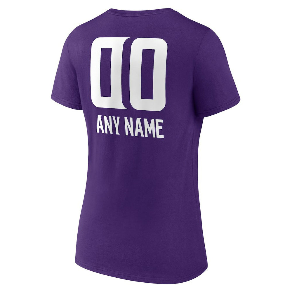 NFL Minnesota Vikings Women's Personalized Name & Number Team Wordmark V-Neck T-Shirt