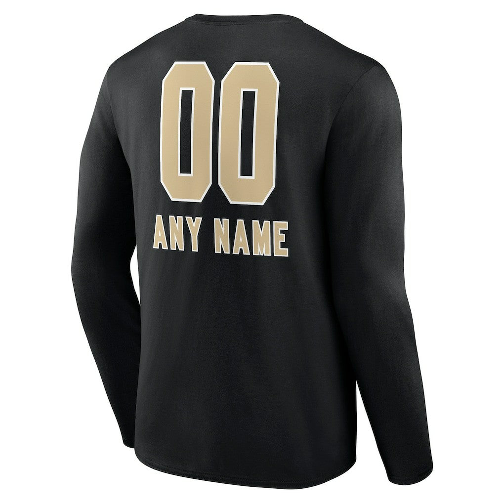 NFL New Orleans Saints Personalized Name & Number Team Wordmark Long Sleeve T-Shirt