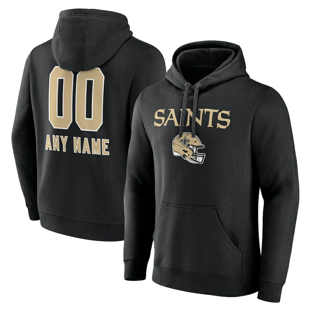 NFL New Orleans Saints Personalized Name & Number Team Wordmark Pullover Hoodie