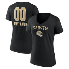 NFL New Orleans Saints Women's Personalized Name & Number Team Wordmark V-Neck T-Shirt