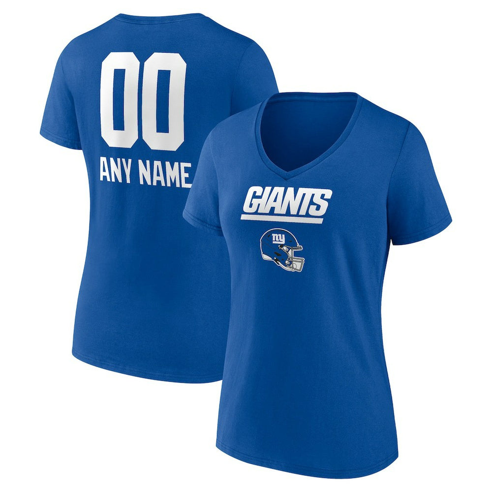 NFL New York Giants Women's Personalized Name & Number Team Wordmark V-Neck T-Shirt