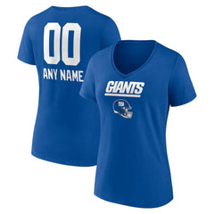 NFL New York Giants Women's Personalized Name & Number Team Wordmark V-Neck T-Shirt