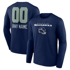 NFL Seattle Seahawks Personalized Name & Number Team Wordmark Long Sleeve T-Shirt