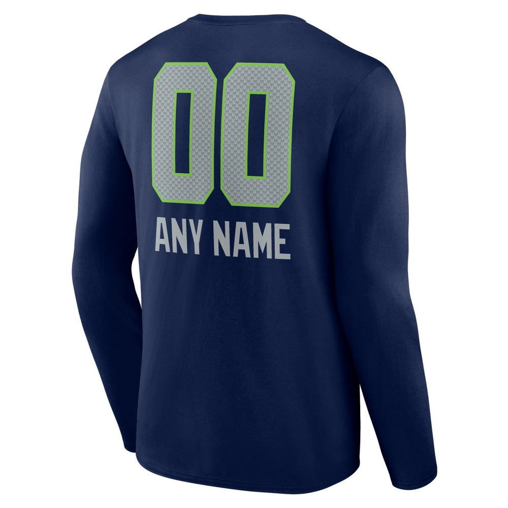 NFL Seattle Seahawks Personalized Name & Number Team Wordmark Long Sleeve T-Shirt