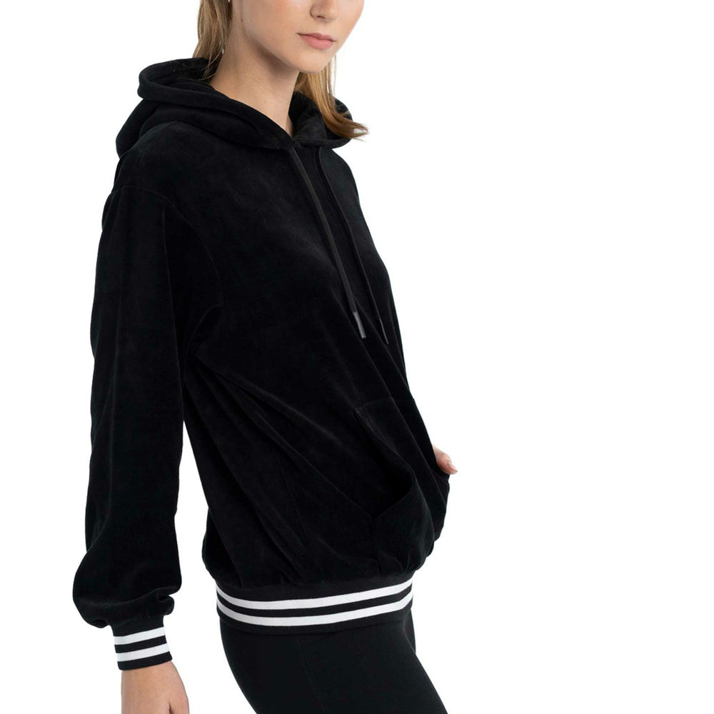 Los Angeles Lakers Lusso Women's Nellie Oversized Velour Pullover Hoodie - Black for sale