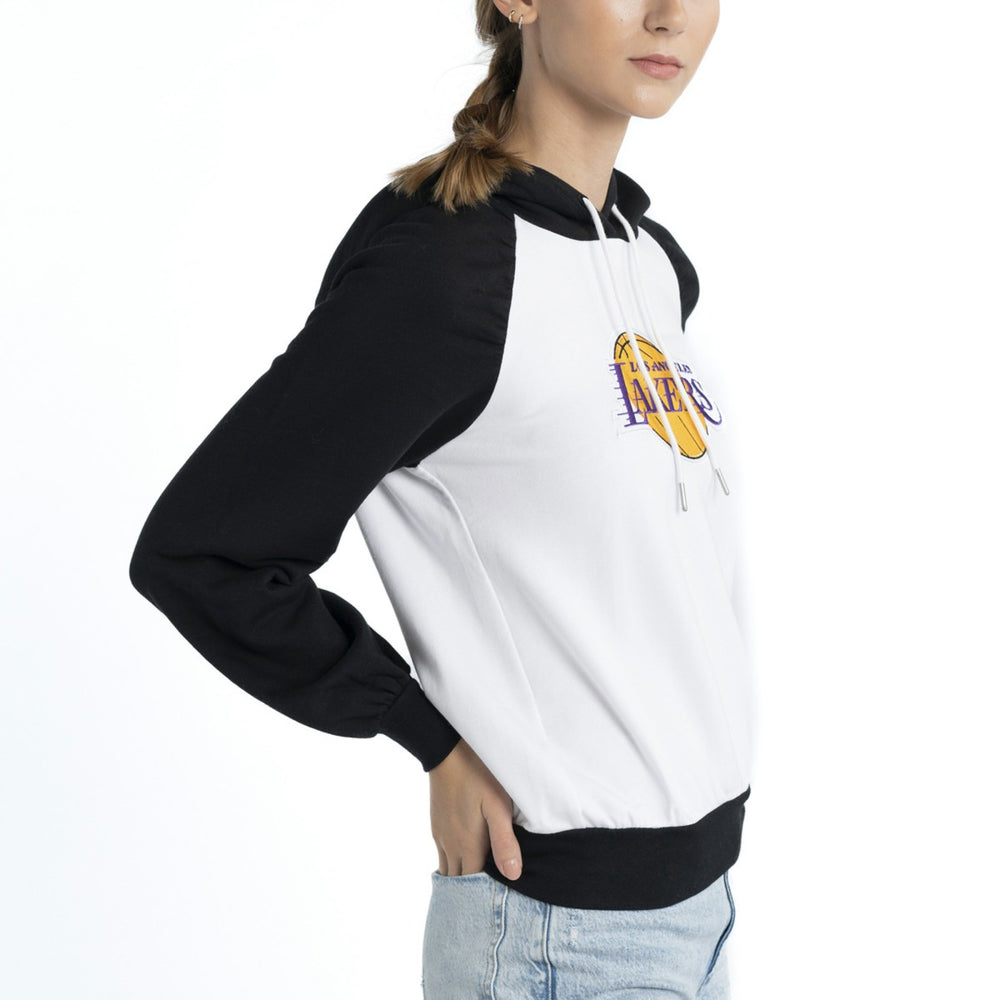 Los Angeles Lakers Lusso Women's Marlowe Tri-Blend Raglan Pullover Hoodie - White on sale