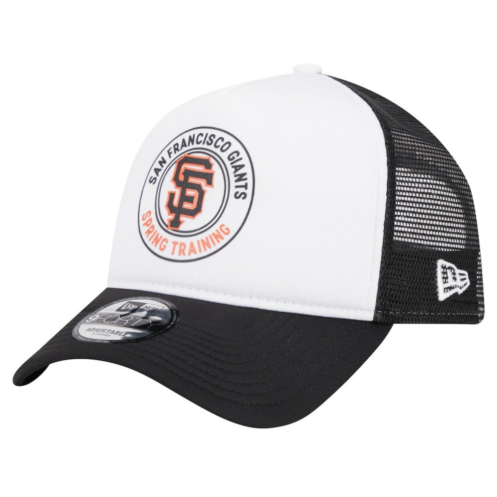San Francisco Giants Spring Training Circle Foam A-Frame 9FORTY Trucker Adjustable Hat - White/Black | New Era