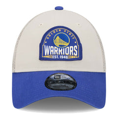 Golden State Warriors Throwback Patch Trucker 9FORTY Adjustable Hat sale - Khaki/Royal | New Era outlet