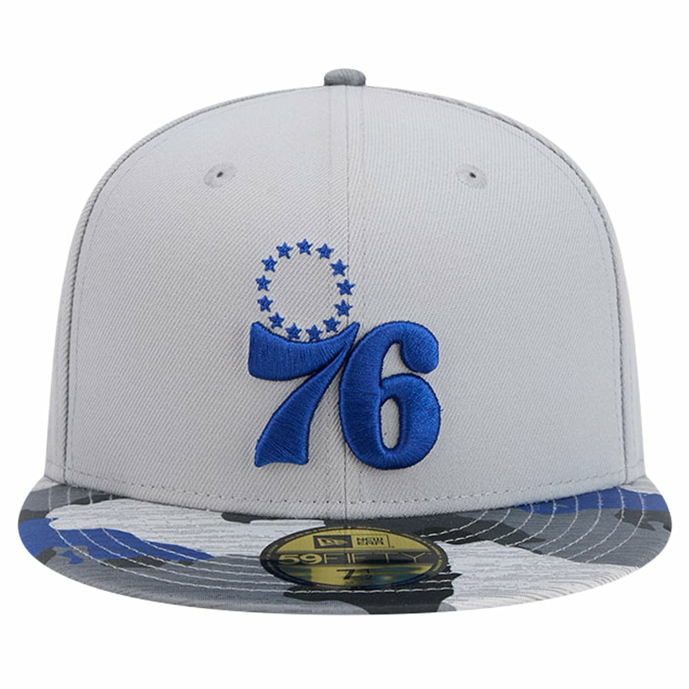 Philadelphia 76ers Active Color Camo Visor 59FIFTY Fitted Hat - Gray | New Era cheap