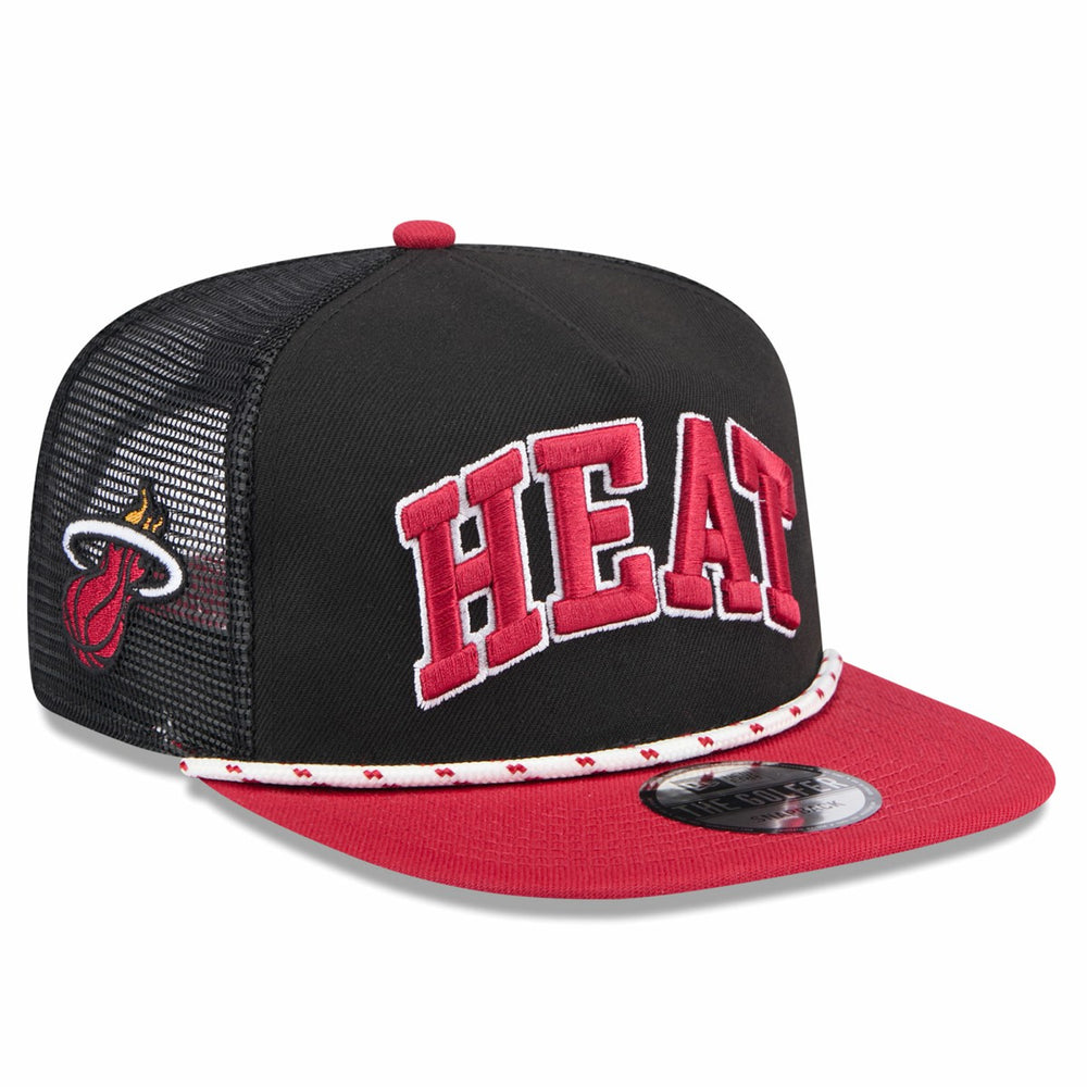 Miami Heat Throwback Team Arch Golfer Snapback Hat - Black/Red | New Era cheap