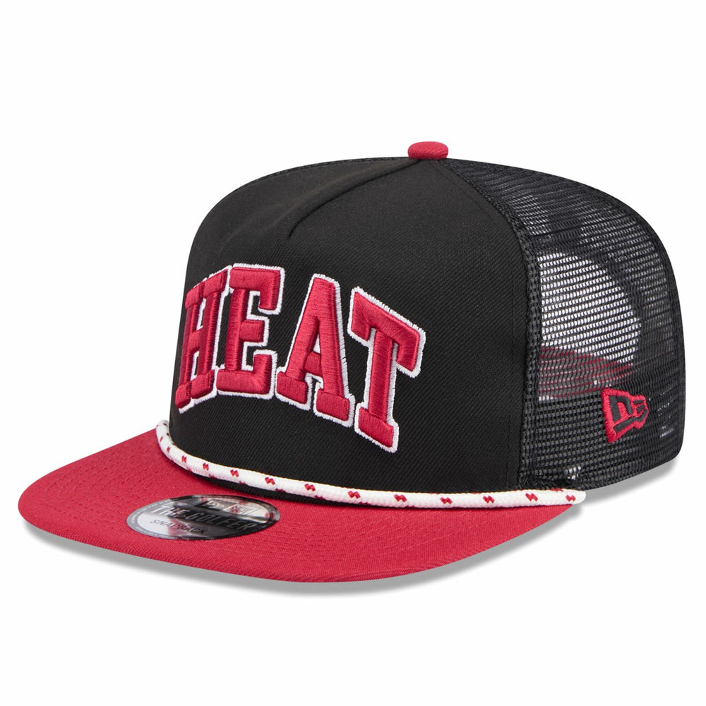 Miami Heat Throwback Team Arch Golfer Snapback Hat - Black/Red | New Era cheap