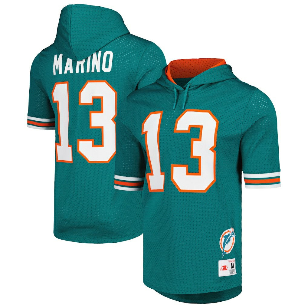 NFL Miami Dolphins Dan Marino  Retired Player Name & Number Mesh Hoodie T-Shirt