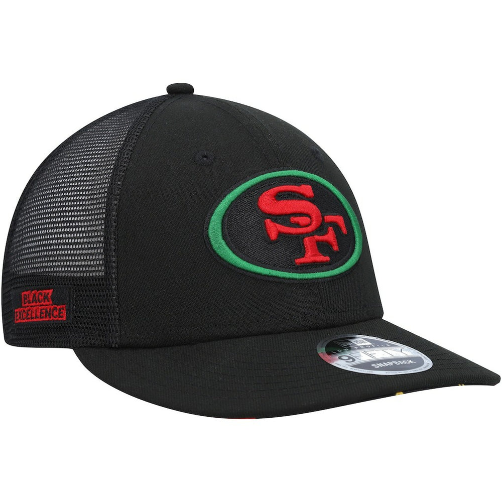 NFL San Francisco 49ers Black Excellence Collection Trucker Low Profile 9FIFTY Snapback Hat