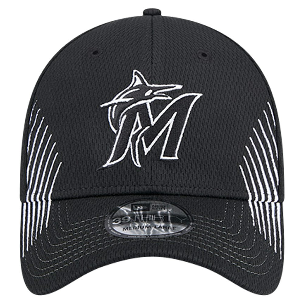 Miami Marlins Active Dash Mark 39THIRTY Flex Hat - Black | New Era