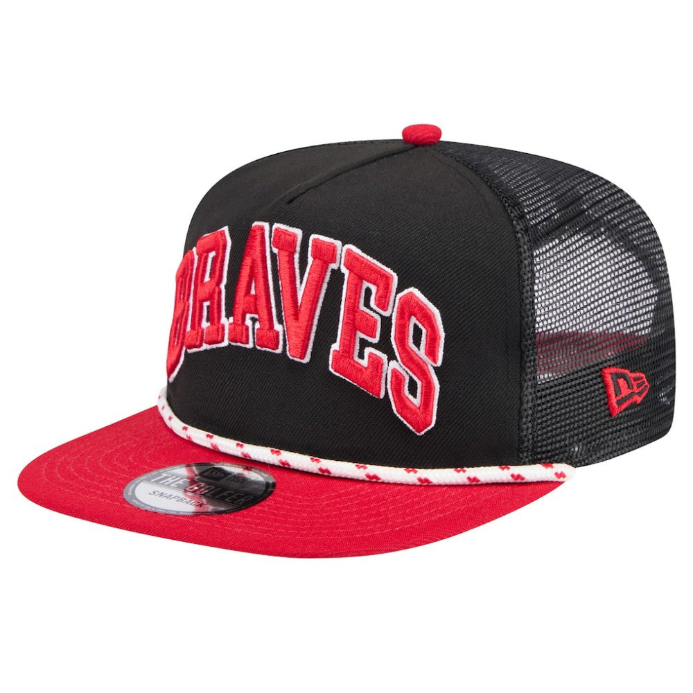 Atlanta Braves Throwback Meshback Golfer Hat - Black | New Era