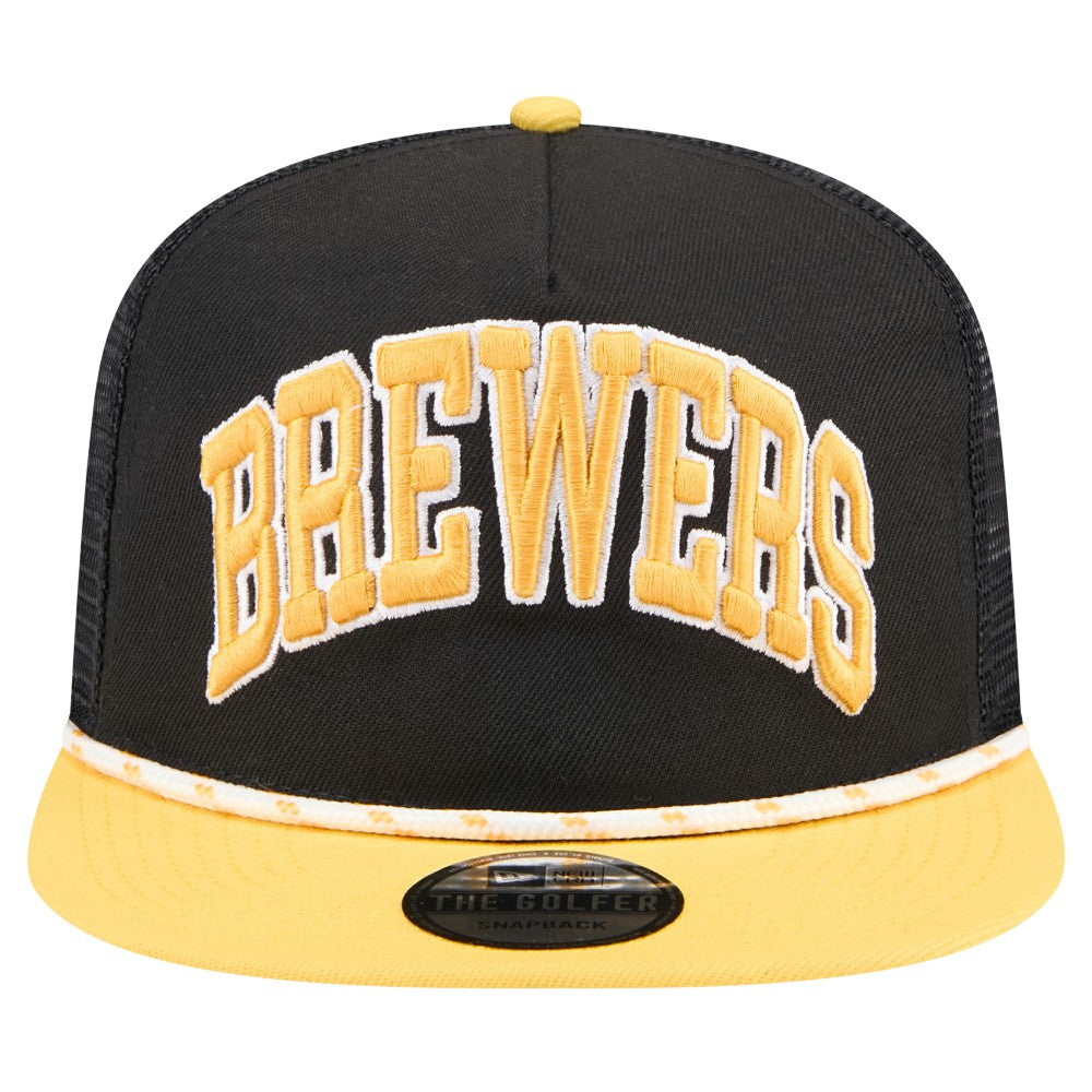Milwaukee Brewers Throwback Meshback Golfer Hat - Black | New Era