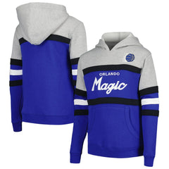 Orlando Magic Youth Hardwood Classics Head Coach Pullover Hoodie - Blue/Heather Gray | Mitchell & Ness cheap