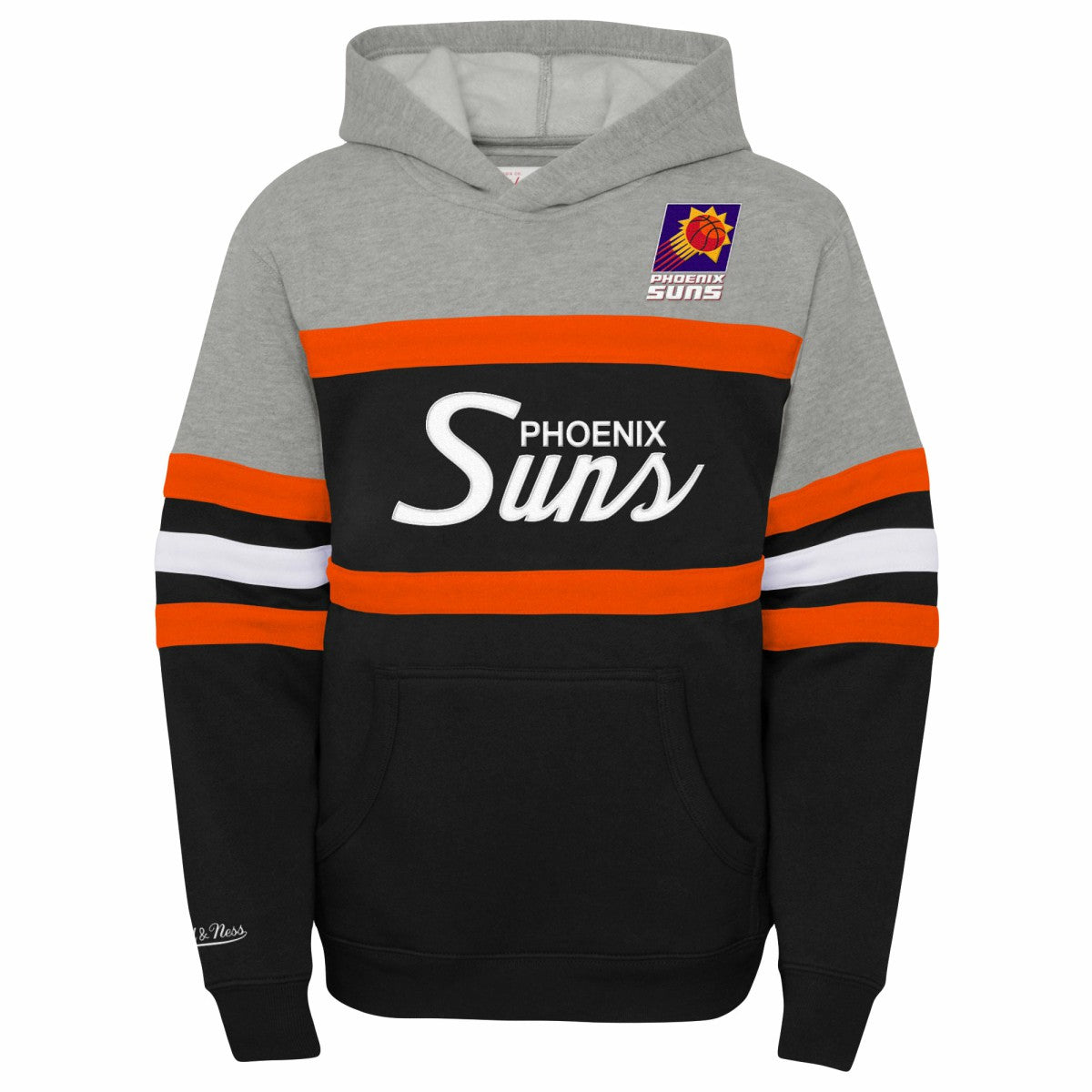 Phoenix Suns Youth Hardwood Classics Head Coach Pullover Hoodie - Black/Heather Gray | Mitchell & Ness outlet