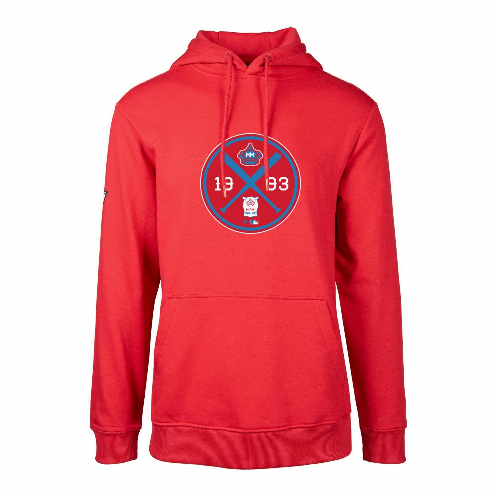 Miami Marlins Levelwear City Connect Podium Strike Pullover Hoodie - Red