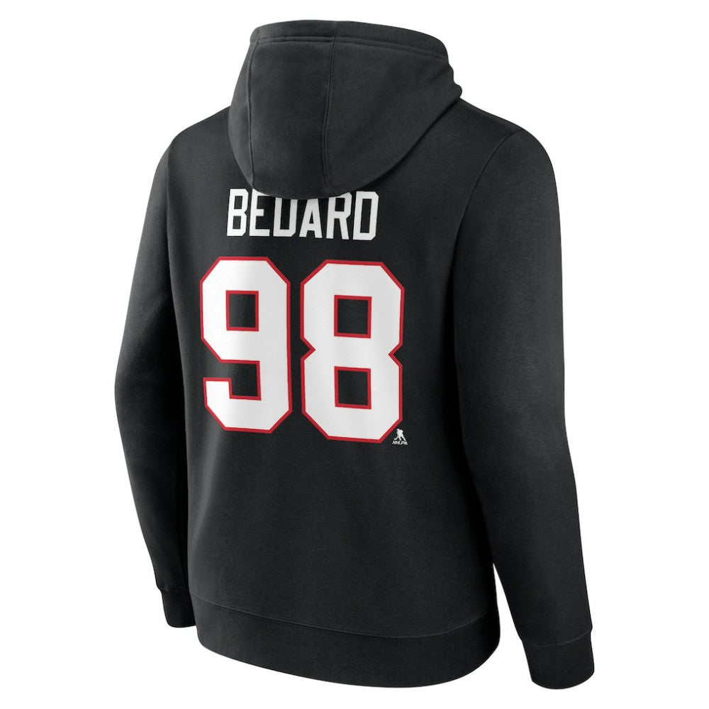 Connor Bedard Chicago Blackhawks Fanatics Authentic Stack Name & Number Tri-Blend Pullover Hoodie