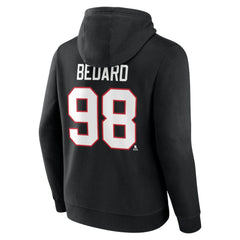 Connor Bedard Chicago Blackhawks Fanatics Authentic Stack Name & Number Tri-Blend Pullover Hoodie