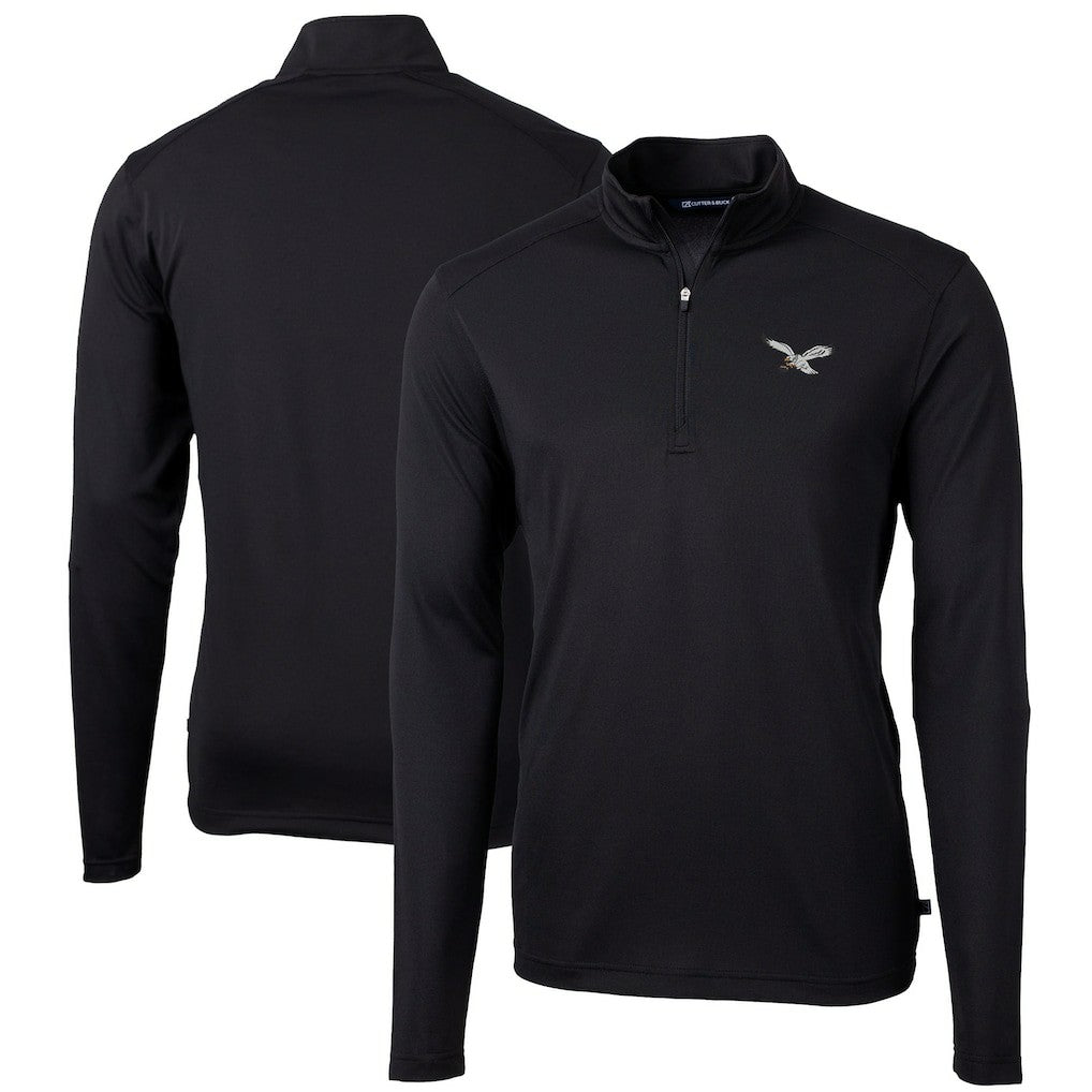 NFL Philadelphia Eagles Cutter & Buck Virtue Eco Pique Recycled Quarter-Zip Pullover
