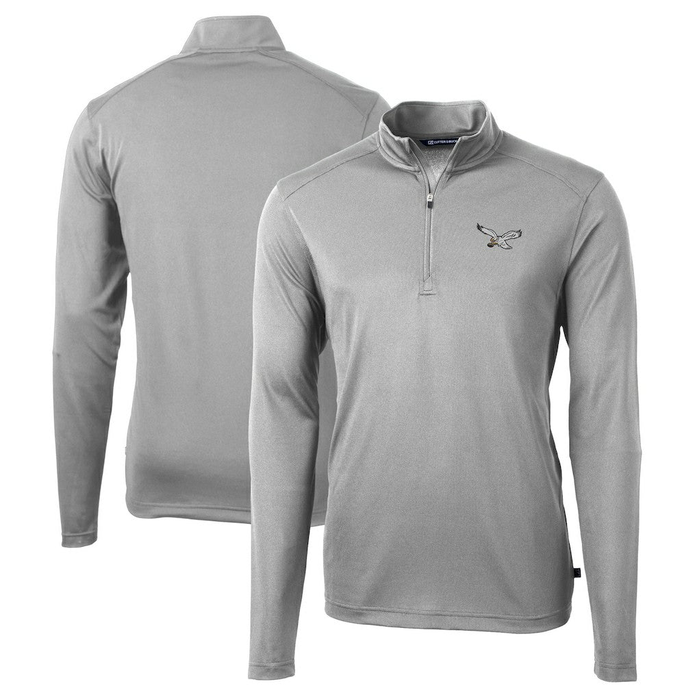 NFL Philadelphia Eagles Cutter & Buck Virtue Eco Pique Recycled Quarter-Zip Pullover