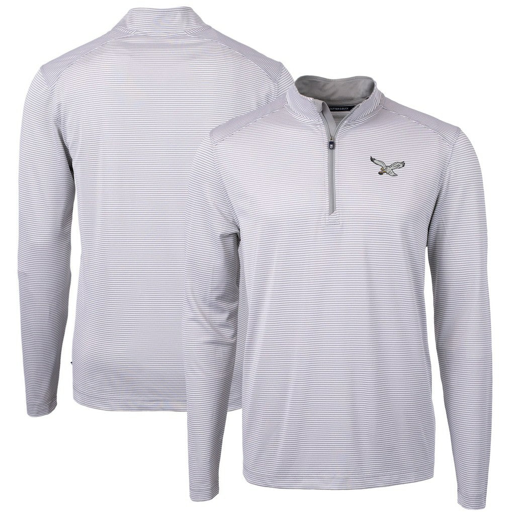 NFL Philadelphia Eagles Cutter & Buck Virtue Eco Pique Micro Stripe Recycled Quarter-Zip Pullover Top