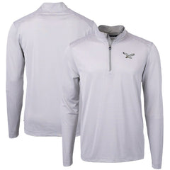 NFL Philadelphia Eagles Cutter & Buck Virtue Eco Pique Micro Stripe Recycled Quarter-Zip Pullover Top