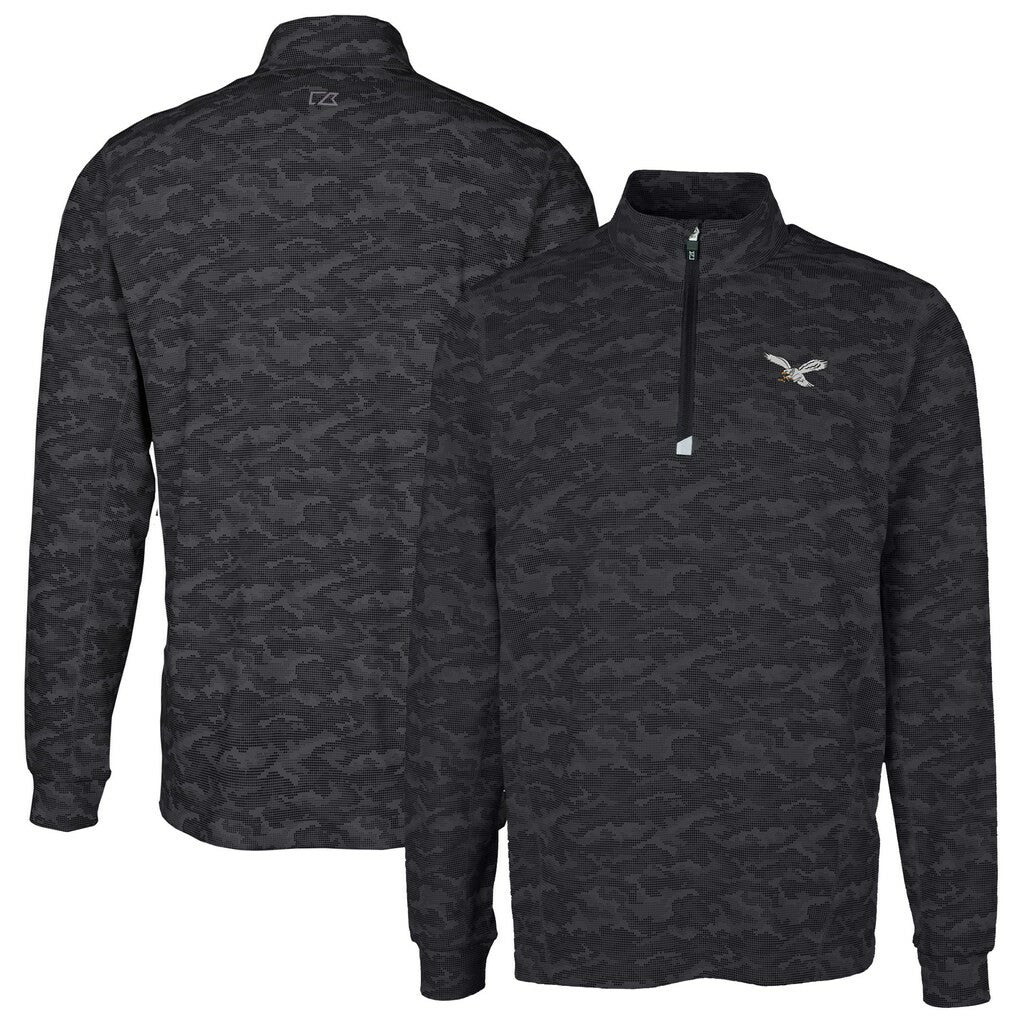 NFL Philadelphia Eagles Cutter & Buck Traverse Camo Print Stretch Quarter-Zip Pullover