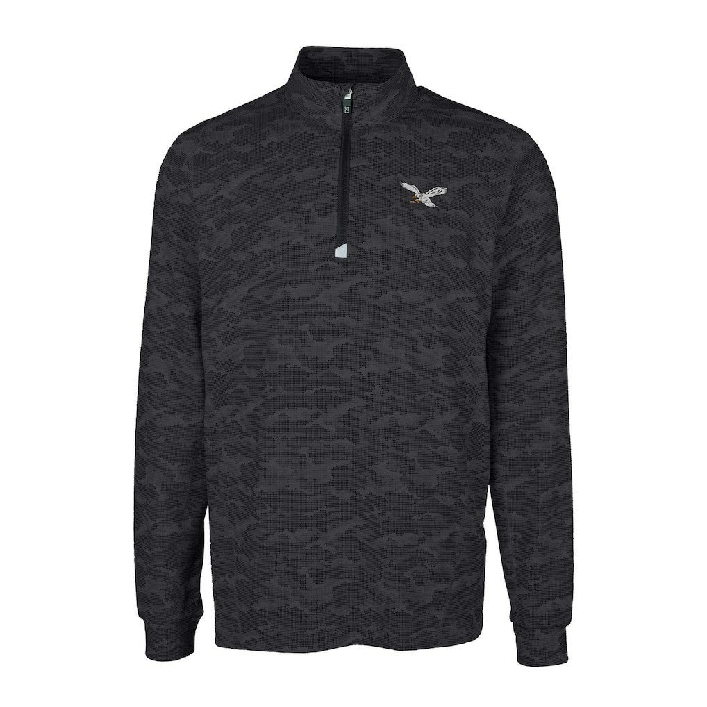 NFL Philadelphia Eagles Cutter & Buck Traverse Camo Print Stretch Quarter-Zip Pullover