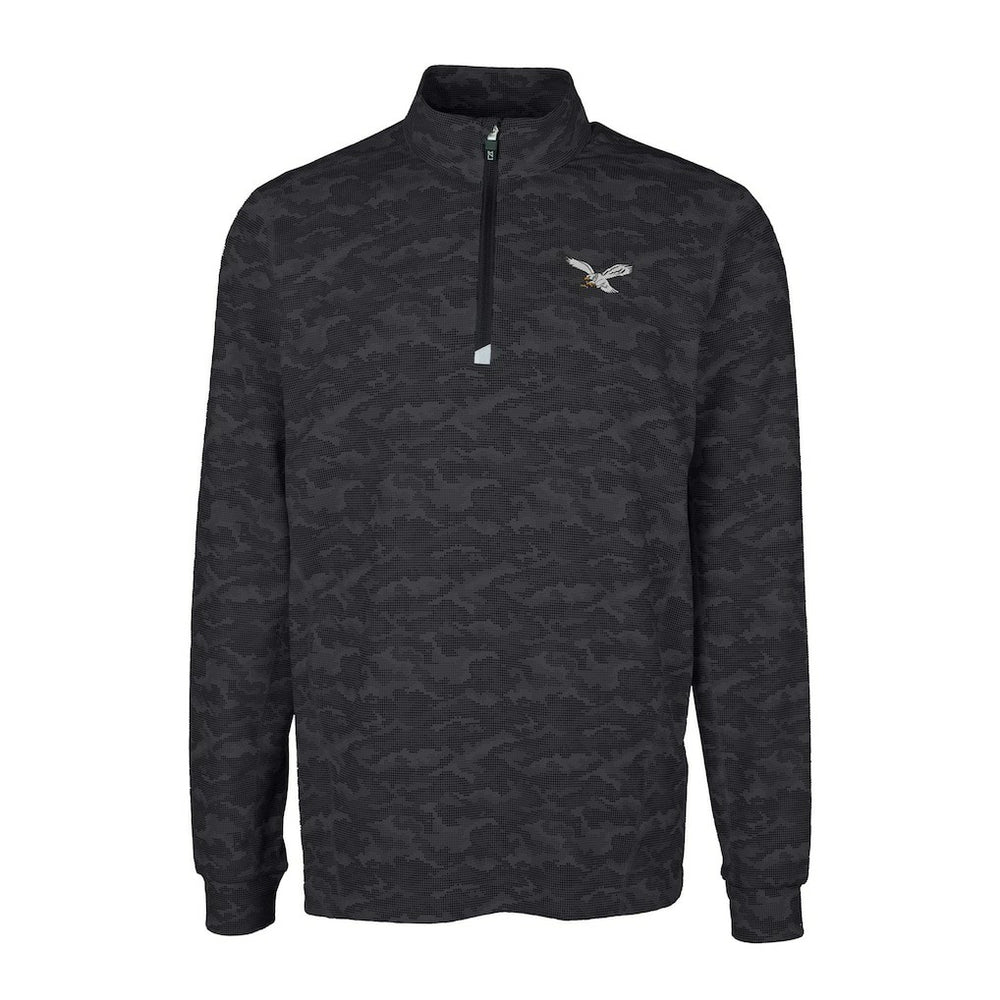 NFL Philadelphia Eagles Cutter & Buck Traverse Camo Print Stretch Quarter-Zip Pullover