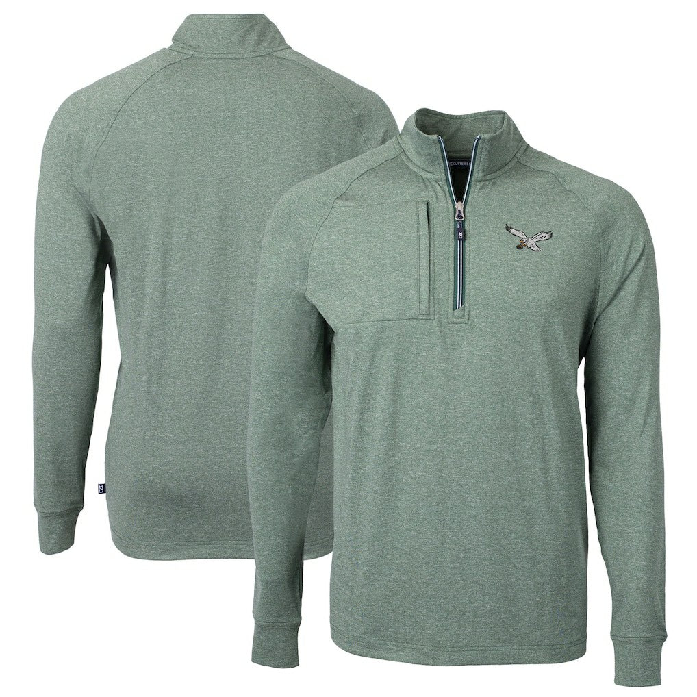NFL Philadelphia Eagles Cutter & Buck Adapt Eco Knit Heathered Recycled Quarter-Zip Pullover
