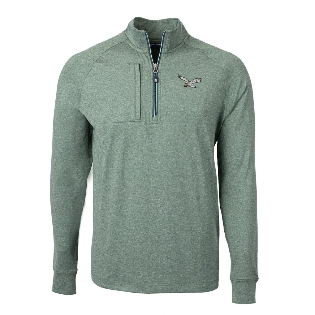 NFL Philadelphia Eagles Cutter & Buck Adapt Eco Knit Heathered Recycled Quarter-Zip Pullover