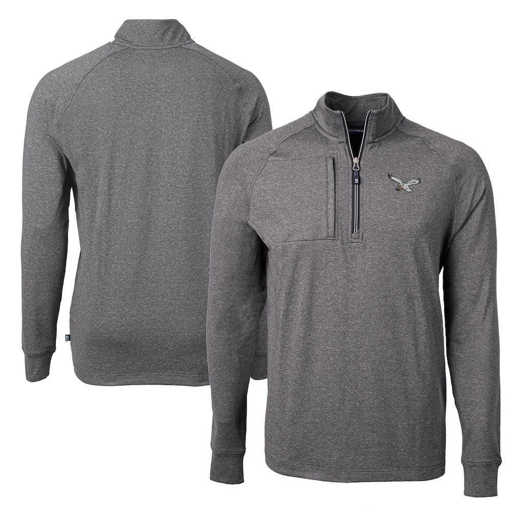 NFL Philadelphia Eagles Cutter & Buck Adapt Eco Knit Heathered Recycled Quarter-Zip Pullover