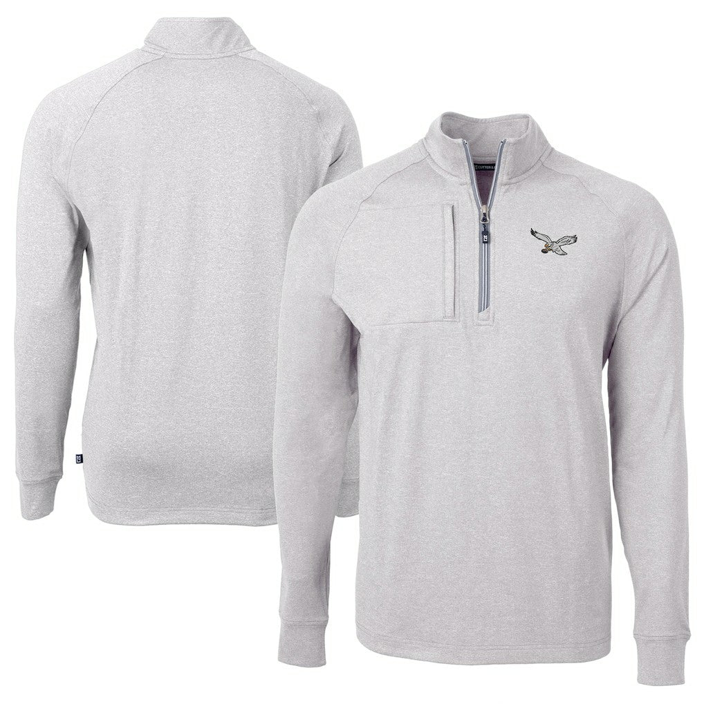 NFL Philadelphia Eagles Cutter & Buck Adapt Eco Knit Heathered Recycled Quarter-Zip Pullover