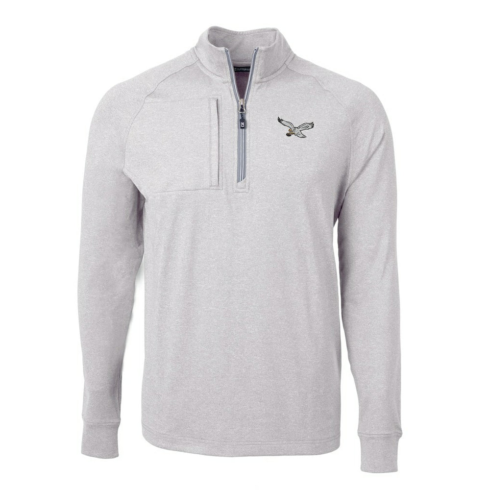 NFL Philadelphia Eagles Cutter & Buck Adapt Eco Knit Heathered Recycled Quarter-Zip Pullover