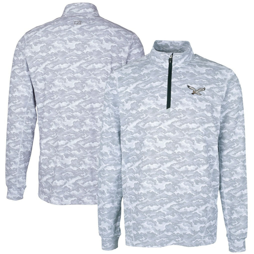 NFL Philadelphia Eagles Cutter & Buck Traverse Camo Print Stretch Quarter-Zip Pullover